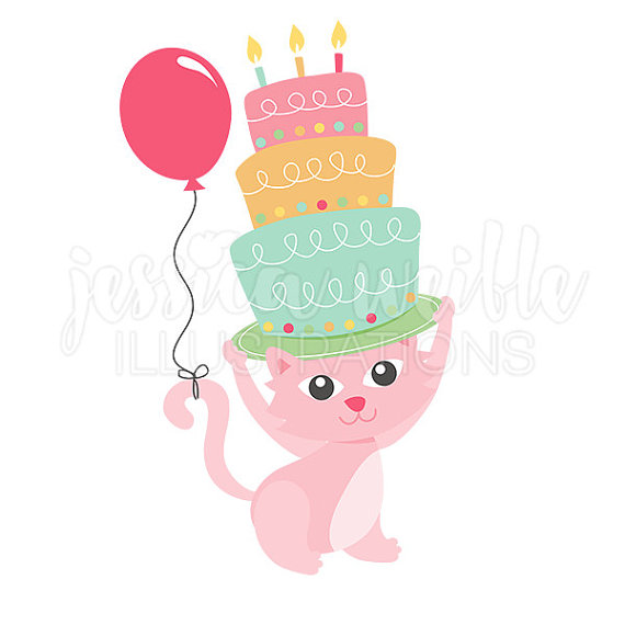 570x570 Clip Art Cat Happy Birthday