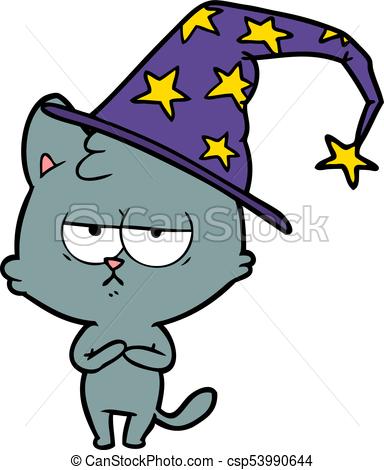 384x470 Bored Cartoon Wizard Cat Eps Vector