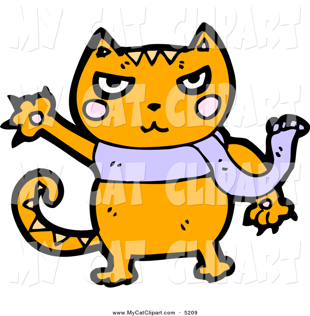 1024x1044 Clip Art Of A Ginger Cat Wearing A Purple Scarf By Lineartestpilot
