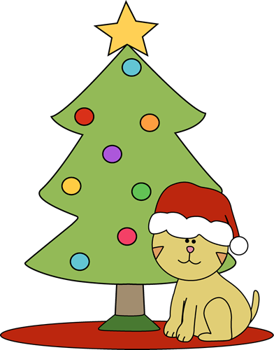 392x500 Christmas Cat Clipart Cat Sitting In Front Of Christmas Tree