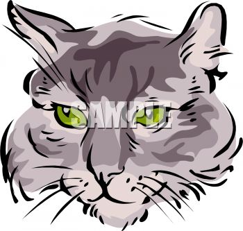 350x333 Picture Of A Closeup A Cat's Face In A Vector Clip Art