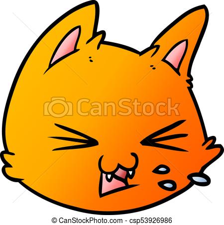 450x452 Spitting Cartoon Cat Face Vector