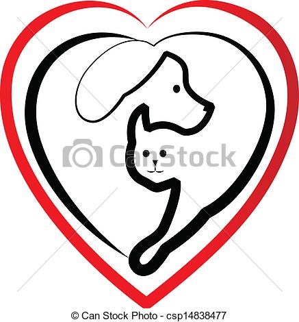 437x470 Dog And Cat Heads Silhouettes Logo. Dog And Cat Heads Vectors