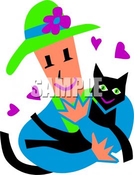 269x350 Cartoon Of A Woman Holding Her Beloved Cat
