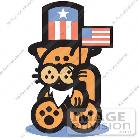 450x450 Royalty Free Cartoon Clip Art Of An Orange Cat Wearing A Fake