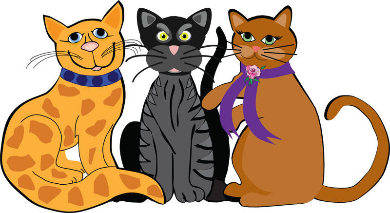 800x437 Three Cats Clipart