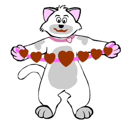 250x250 White Kitty Cat With Valentine Hearts Clip Art