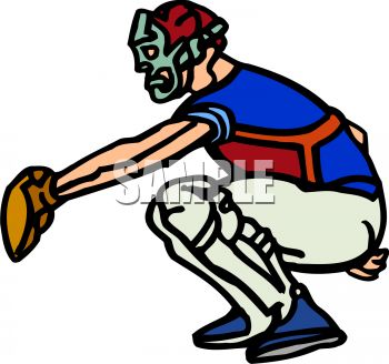 350x328 Royalty Free Clipart Image Cartoon Of A Catcher
