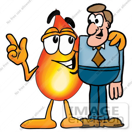 450x450 Clip Art Graphic Of A Fire Cartoon Character Talking To A Business