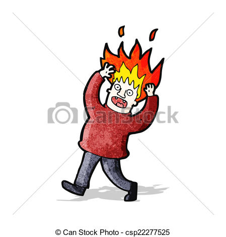 449x470 Retro Cartoon Man On Fire Vector