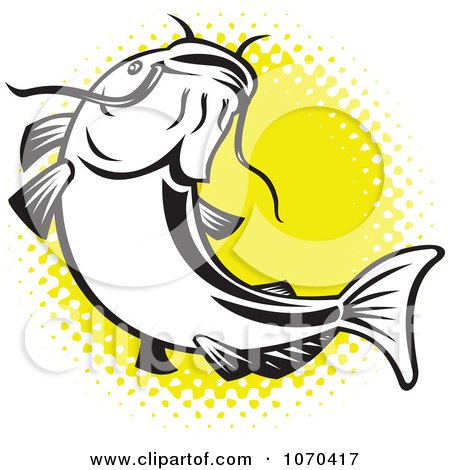 450x470 Clipart Catfish Over Yellow Halftone