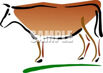 350x248 Picture Of A Cow Standing In Grass In A Vector Clip Art