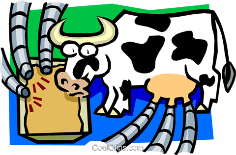 480x316 Cow As Cyclical Milking Machine Royalty Free Vector Clip Art