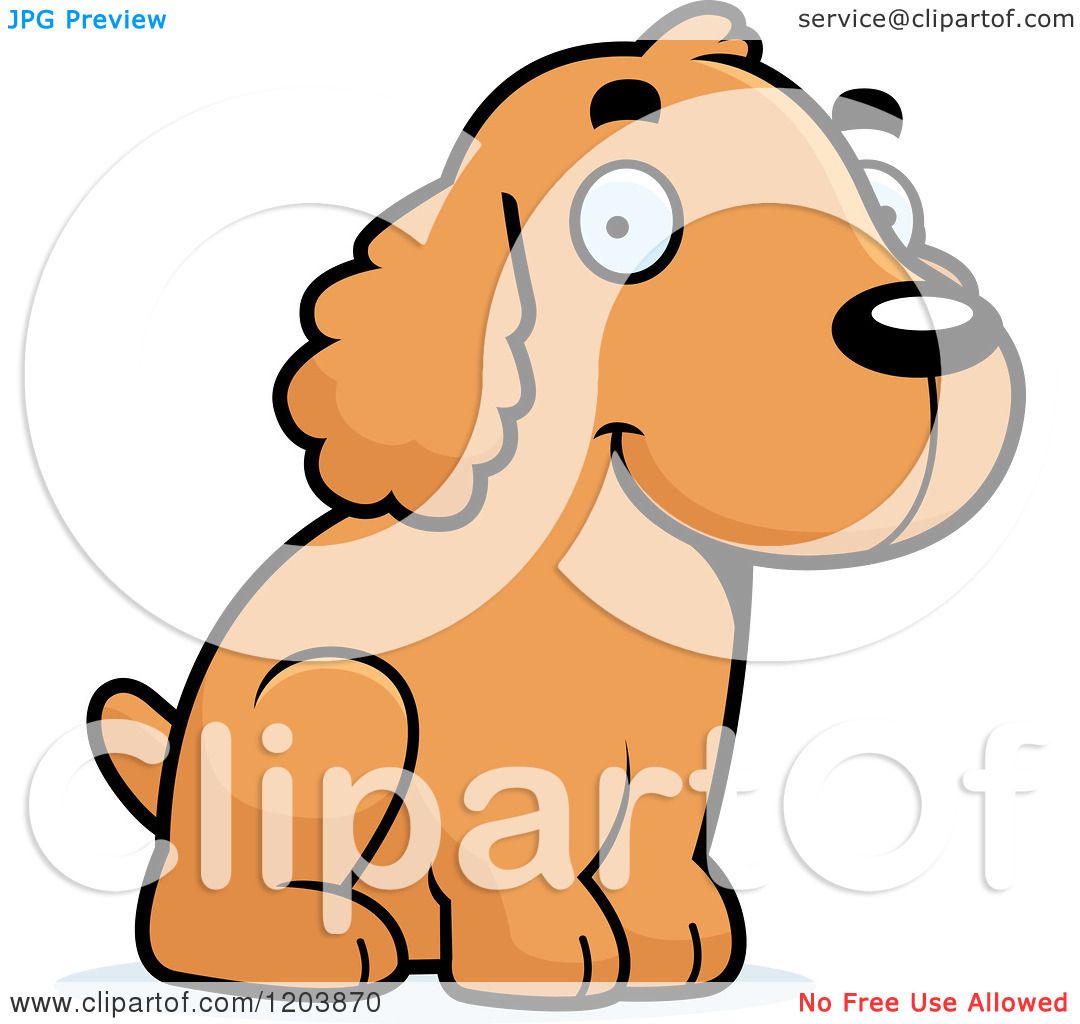 1080x1024 Cartoon Of A Cute Spaniel Puppy Sitting