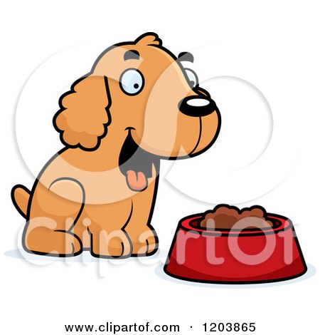 450x470 Cartoon Of A Cute Spaniel Puppy By A Bowl Of Dog Food