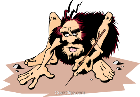480x334 Caveman Planning Royalty Free Vector Clip Art Illustration