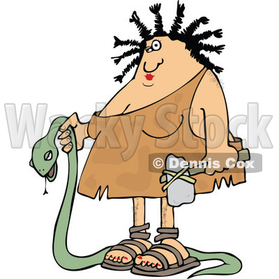 400x400 Clipart Of A Caveman Woman Carrying A Dead Snake