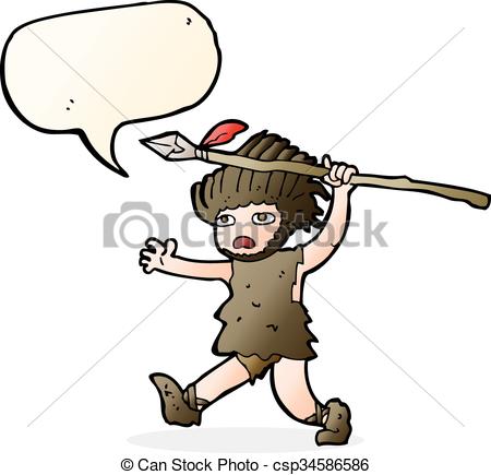 450x435 Cartoon Caveman With Speech Bubble Vector