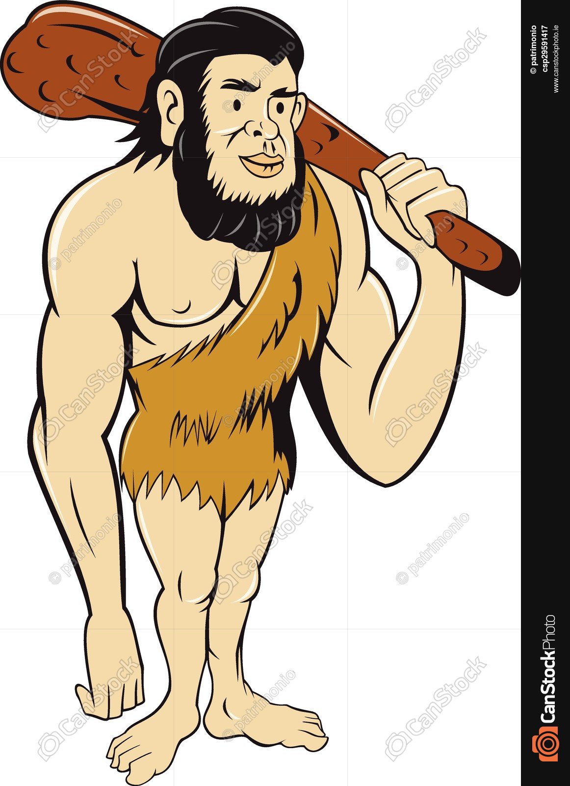 1162x1600 Caveman Neanderthal Man Holding Club Cartoon. Illustration