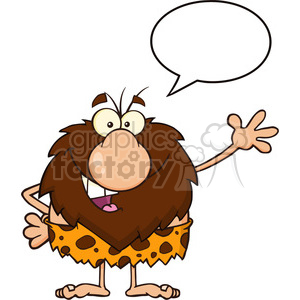 300x300 Royalty Free Happy Male Caveman Cartoon Mascot Character Talking