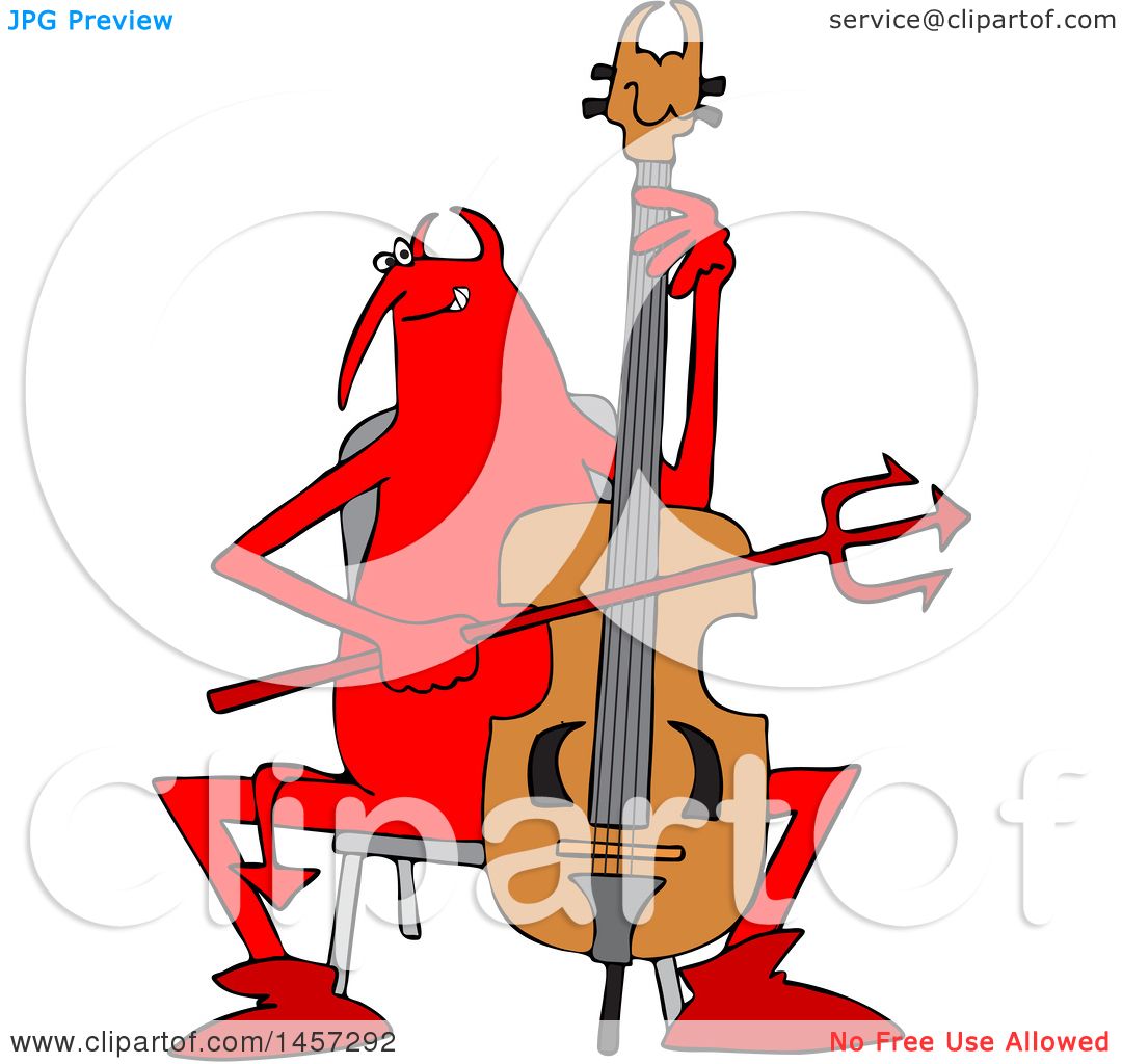 1080x1024 Clipart Of A Chubby Red Devil Playing A Cello