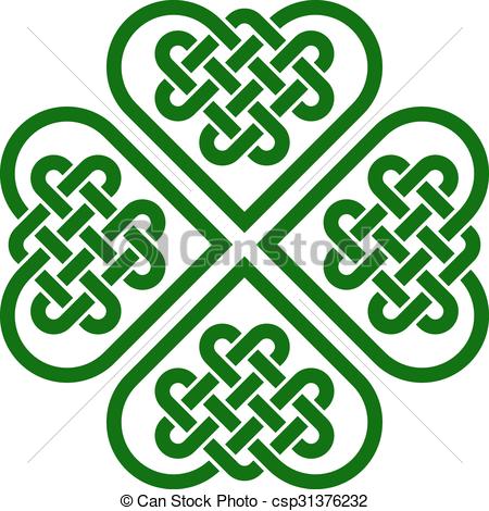 450x470 Four Leaf Clover Shaped Knot Made Of Celtic Heart Shape Vectors