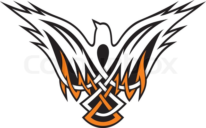 800x500 Tribal Style Bird Icon Inspired From Celtic Knot Designs. Stock