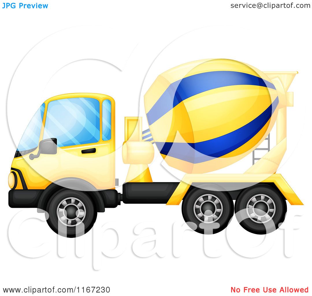 1080x1024 Cartoon Of A Yellow And Blue Cement Truck