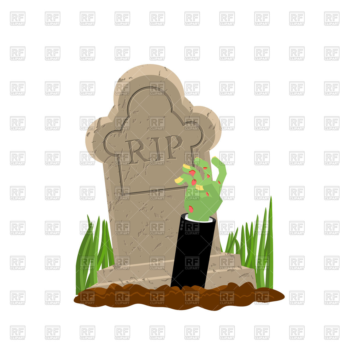 1200x1200 Halloween. Cemetery And Hand Of Zombie. Royalty Free Vector Clip