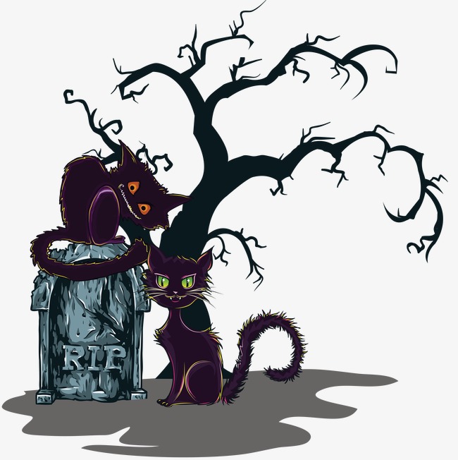 650x652 Black Cat Cemetery, Halloween, Terror, Startle Png Image