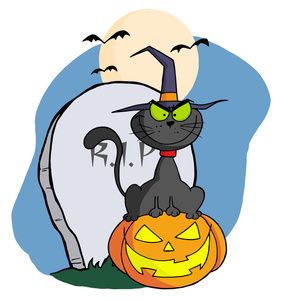 281x300 Cemetery Clipart Image Cartoon Drawing Of A Black Cat On A Jack O