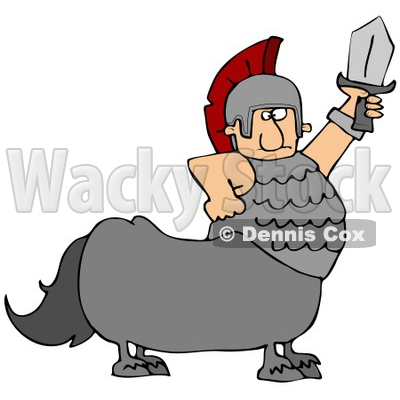 400x400 Clipart Illustration Of Roman Soldier Centaur Man Holding Up