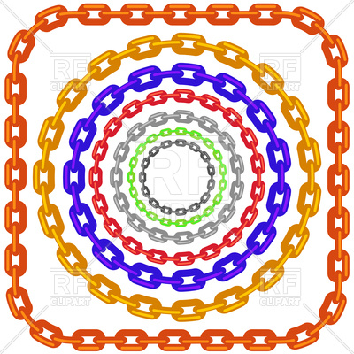 400x400 Set Of Circle Colorful Chain Frames Isolated On A White Background