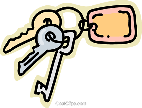 480x364 Keys On A Key Chain Royalty Free Vector Clip Art Illustration