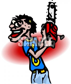 294x350 Royalty Free Clip Art Image Cartoon Of A Lunatic With A Chainsaw