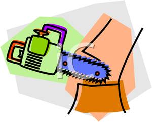 300x242 Royalty Free Clipart Image A Chainsaw Cutting Down A Tree