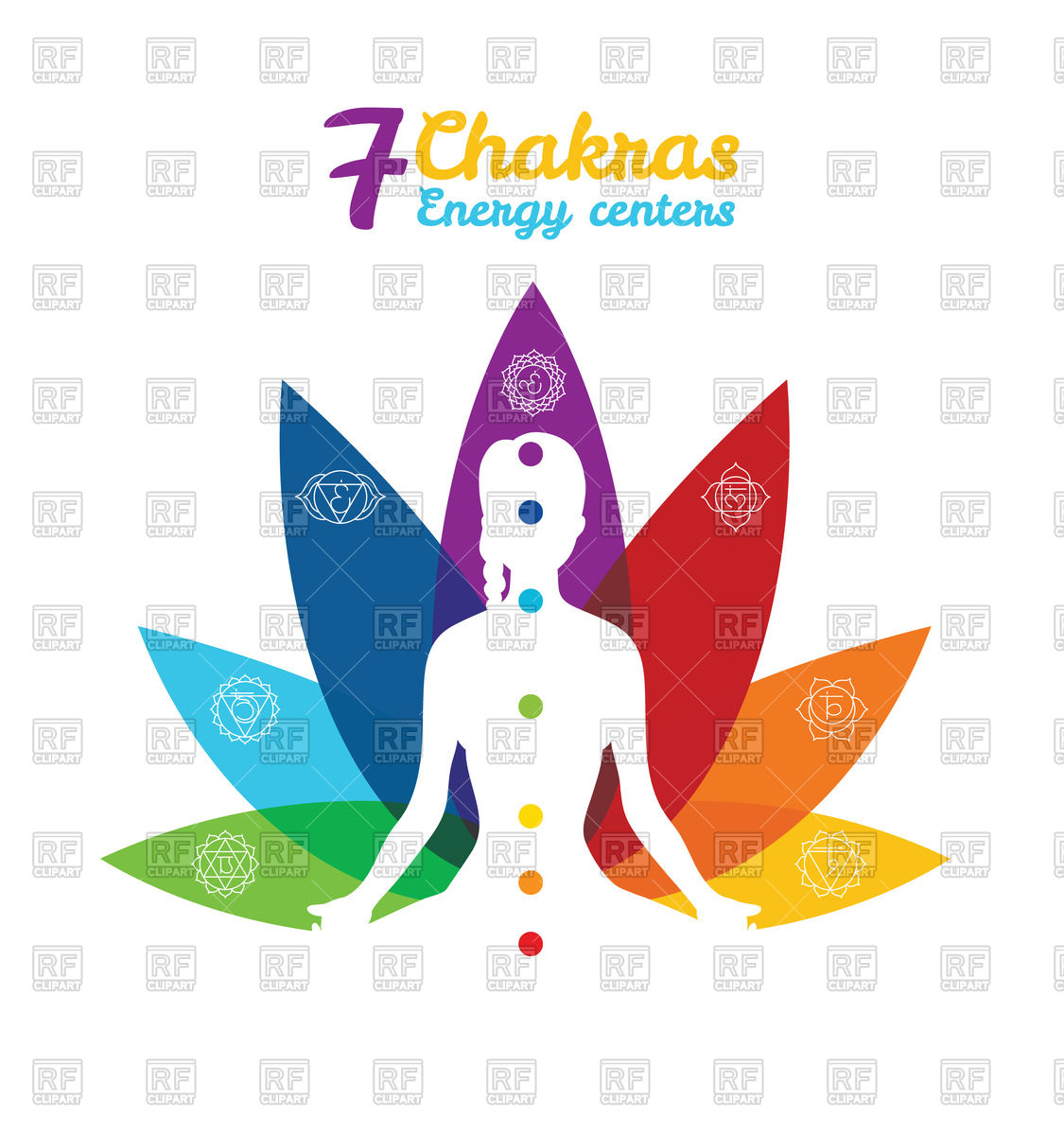 1125x1200 Color Chakras With Woman In Pose Of Lotus Vector Image Vector
