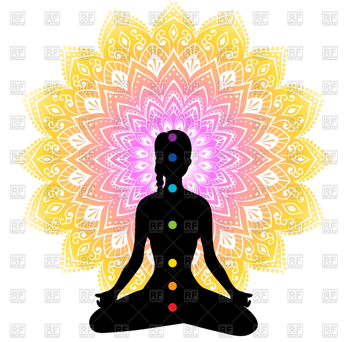 1200x1183 Woman's Chakras With Colorful Mandala Vector Image Vector