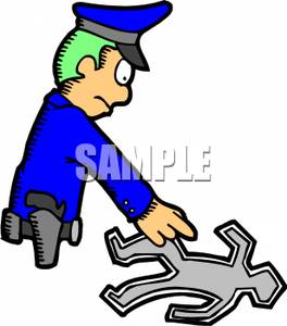 264x300 Clip Art Image A Homicide Detective Studying A Chalk Outline