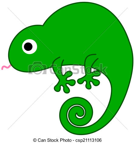 444x470 A Green Lizard's Profile Vector Clipart