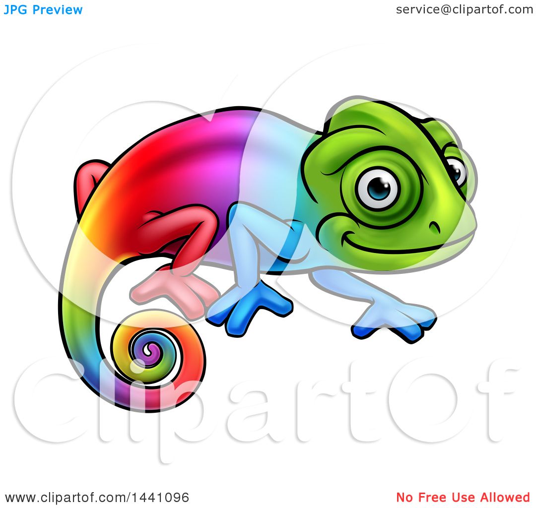 1080x1024 Clipart Of A Cartoon Happy Rainbow Chameleon Lizard