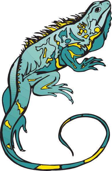 390x596 Blue And Yellow Chameleon Clip Art