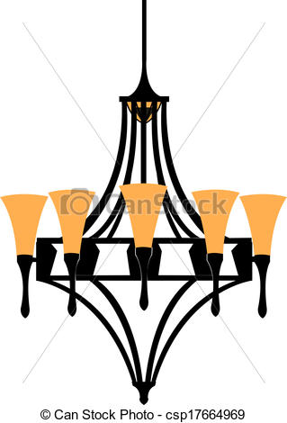 319x470 Modern Chandelier Isolated On White. Vector Illustration Clip Art