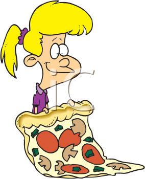 284x350 Royalty Free Clipart Image Of A Girl With A Big Pizza Painting