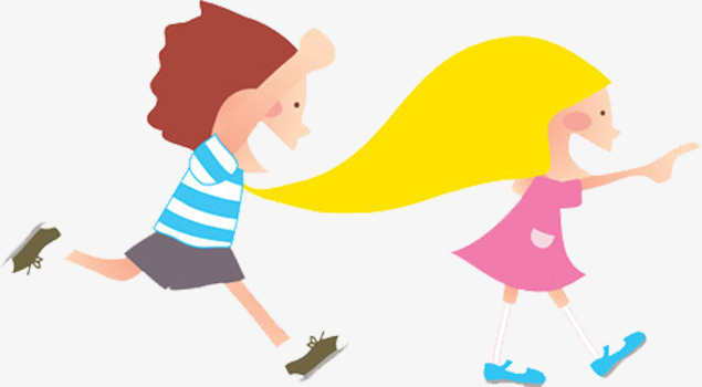 635x350 Couple Chase, Lovers, Liangxiaowucai, Cartoon Png Image