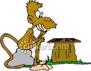 300x234 Cartoon Monkey Playing Checkers