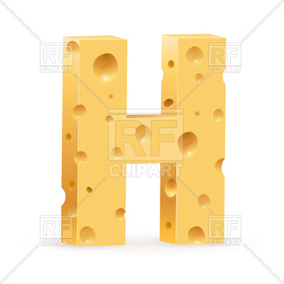 400x400 Cheese Font H Letter Royalty Free Vector Clip Art Image