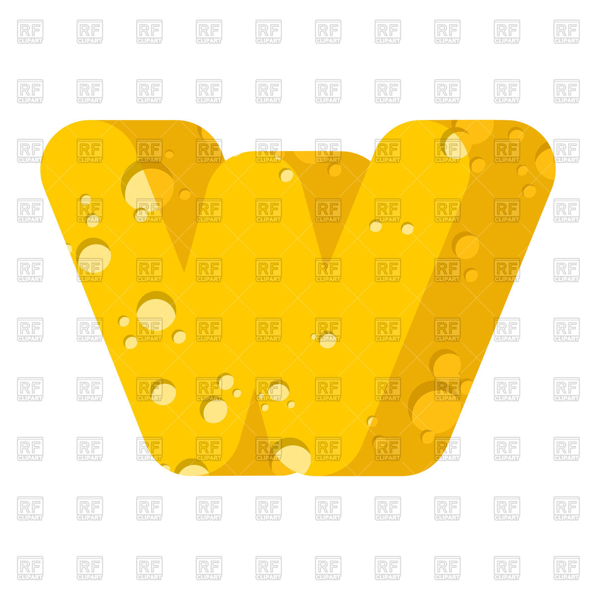 1200x1200 Letter W Cheese Font Royalty Free Vector Clip Art Image