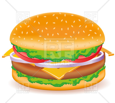 400x360 Cheeseburger Royalty Free Vector Clip Art Image