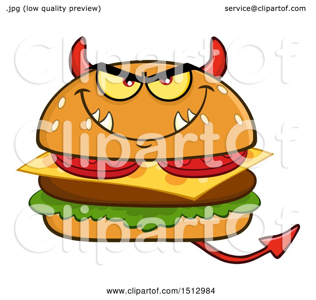 1080x1024 Clipart Of A Devil Cheeseburger Mascot